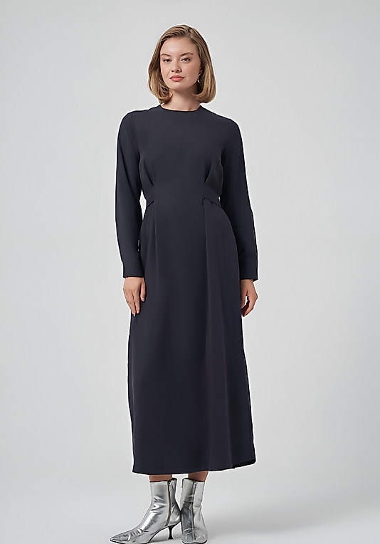 Kuşaklı Siyah Elbise