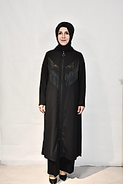 Püskül Detaylı Siyah Ceket