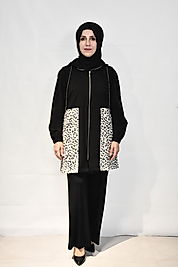 Siyah Leopar Desenli Kap