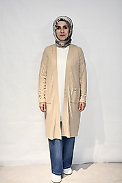 Çizgili Ekru Hırka