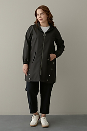 Yanı Çıtçıtlı İçi Ekose Siyah Bondit Kap