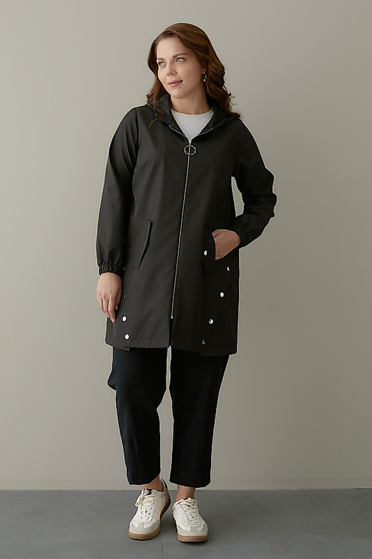 Yanı Çıtçıtlı İçi Ekose Siyah Bondit Kap