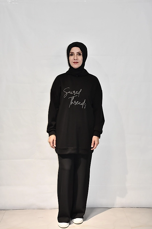 Basic Baskılı Siyah Tunik