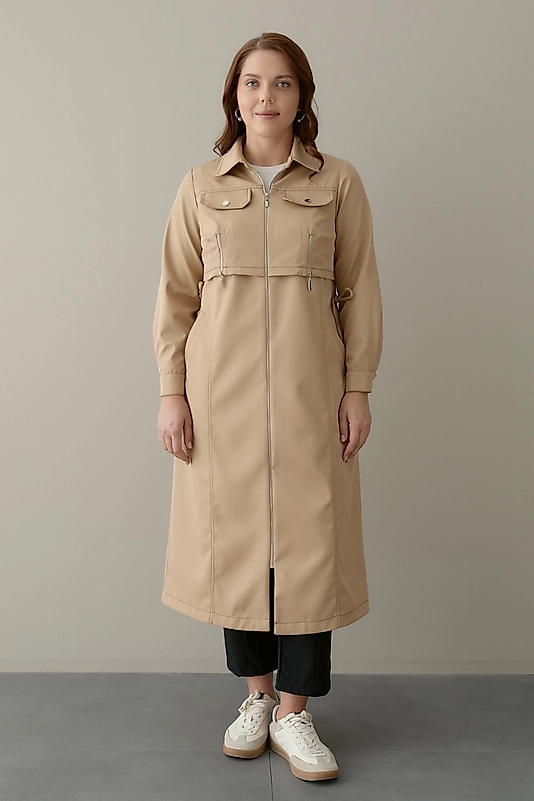 Önü Rüzgarlıklı Ve Fermuarlı Vizon Kap