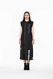 Şerit Detaylı Siyah Yelek