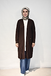 Çizgili Kahverengi Hırka