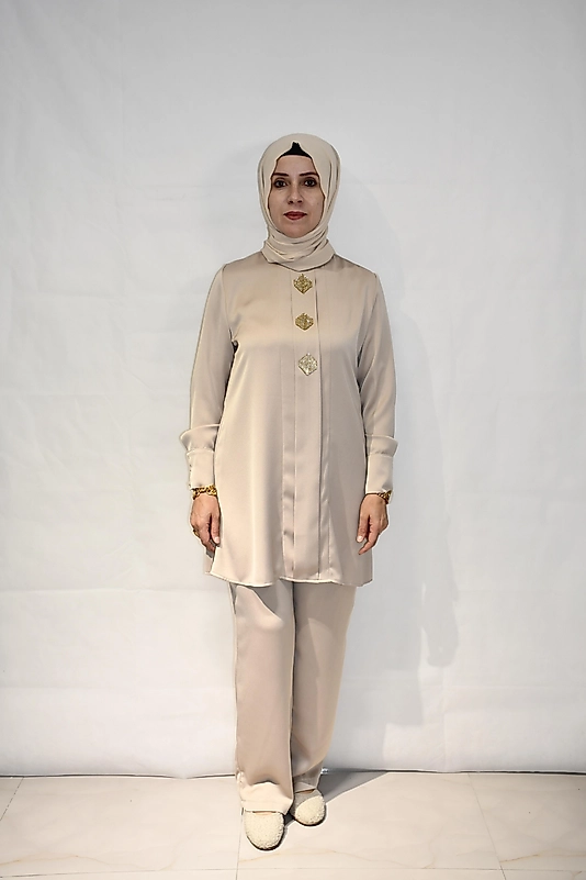 Saten Krep Taşlı Takım